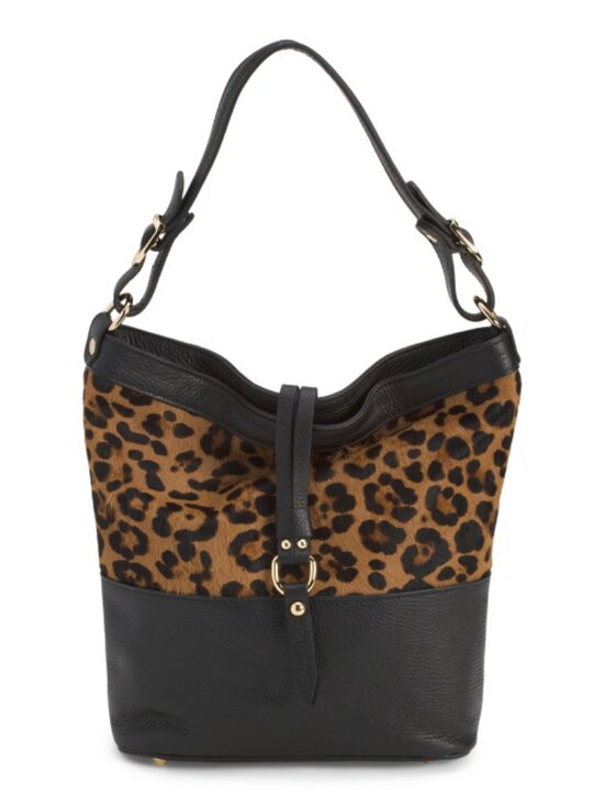 VALENTINA Handbags - VALENTINA Made In Italy Leather Hobo With Animal Print Panels